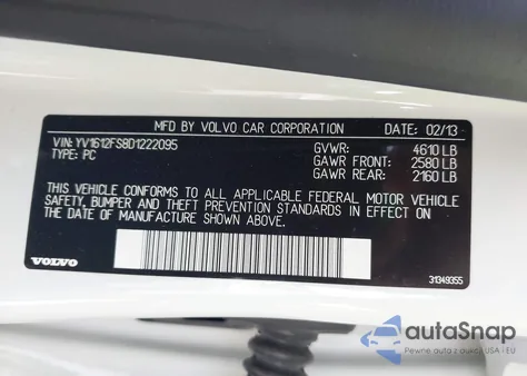 2013 Volvo S60 T5 from USA, damaged, VIN YV1612FS8D1222095